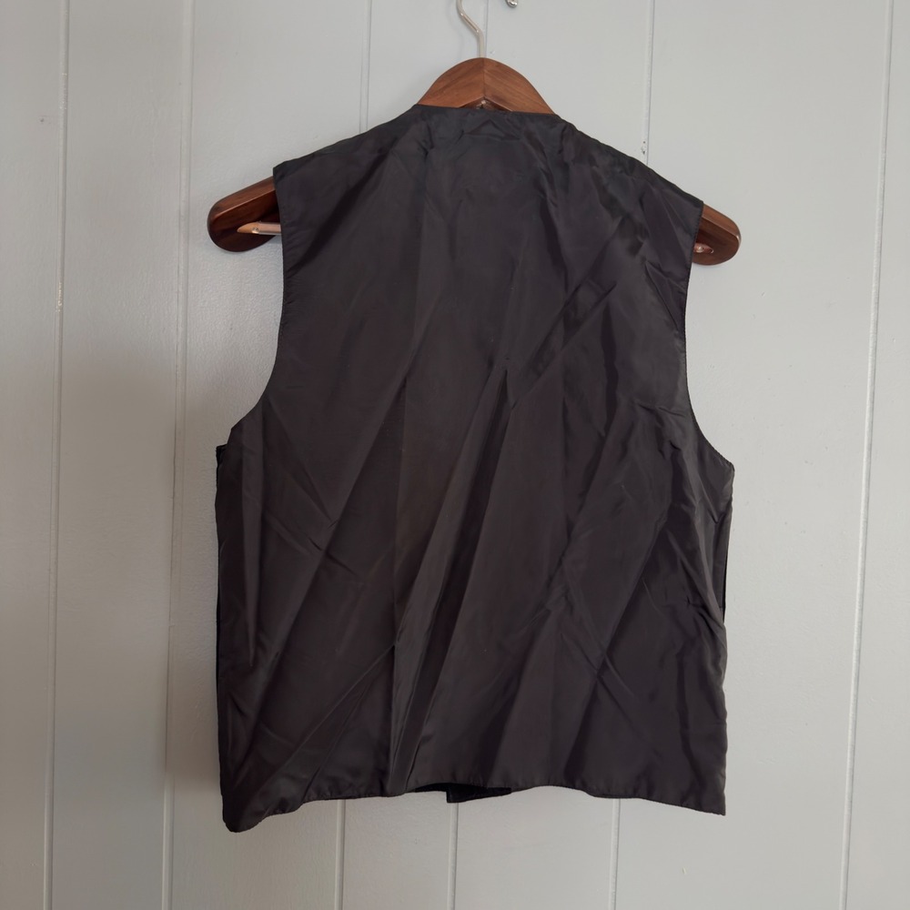 Vintage Suede Leather Vest Black‎ Western Small Y2K 90s Americana Minimalist - Picture 5 of 6